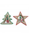 Tradineur - Figura decorativa navideña, estrella/abeto de madera, mesa, repisa, chimenea, decoración navidad, hogar, 17/16 cm, m