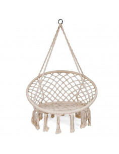 Tradineur - Silla columpio, hamaca colgante, silla colgante de cuerda de algodón 120 x 80 x 60 cm. Ideal para interior del hogar