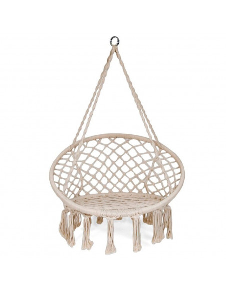 Tradineur - Silla columpio, hamaca colgante, silla colgante de cuerda de algodón 120 x 80 x 60 cm. Ideal para interior del hogar
