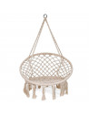 Tradineur - Silla columpio, hamaca colgante, silla colgante de cuerda de algodón 120 x 80 x 60 cm. Ideal para interior del hogar