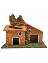 tradineur - Casa de pueblo, corcho y resina, para belén navideño, casita de aldea decorativa para nacimiento, pesebre, navidad,
