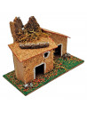 tradineur - Casa de pueblo, corcho y resina, para belén navideño, casita de aldea decorativa para nacimiento, pesebre, navidad,