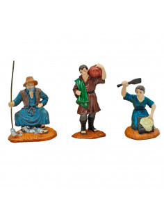 Set de 3 figuras de campesinos para belén navideño, durexina, figuras decorativas nacimiento, pesebre, decoración navidad, 10 cm