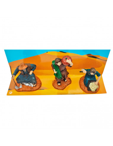 Set de 3 figuras de campesinos para belén navideño, durexina, figuras decorativas nacimiento, pesebre, decoración navidad, 10 cm