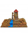 Tradineur - Molino para belén navideño, corcho y resina, figura para nacimiento, pesebre, navidad, decoración tradicional 9 x 15