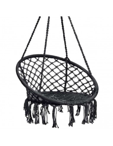Tradineur - Silla columpio, hamaca colgante, silla colgante de cuerda de algodón 120 x 80 x 60 cm. Ideal para interior del hogar