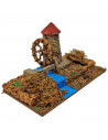 Tradineur - Molino para belén navideño, corcho y resina, figura para nacimiento, pesebre, navidad, decoración tradicional 9 x 15