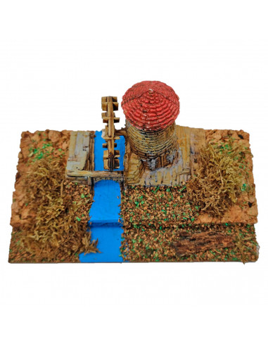 Tradineur - Molino para belén navideño, corcho y resina, figura para nacimiento, pesebre, navidad, decoración tradicional 9 x 15