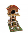 Tradineur - Palomar para portal de belén, corcho y resina, palomas, pajaros, aves para nacimiento, pesebre, decoración navidad,
