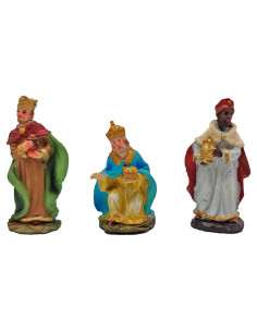 Tradineur - Reyes magos adorando para belén navideño, durexina, figuras decorativas nacimiento, pesebre, navidad, decoración tra