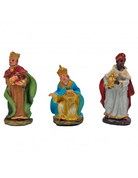 Tradineur - Reyes magos adorando para belén navideño, durexina, figuras decorativas nacimiento, pesebre, navidad, decoración tra