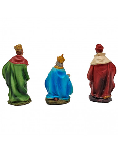 Tradineur - Reyes magos adorando para belén navideño, durexina, figuras decorativas nacimiento, pesebre, navidad, decoración tra
