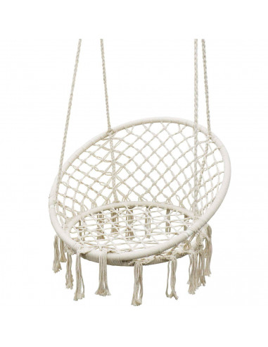 Tradineur - Silla columpio, hamaca colgante, silla colgante de cuerda de algodón 120 x 80 x 60 cm. Ideal para interior del hogar