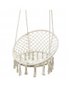 Tradineur - Silla columpio, hamaca colgante, silla colgante de cuerda de algodón 120 x 80 x 60 cm. Ideal para interior del hogar