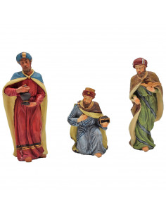 Tradineur - Reyes magos de marmolina para belén navideño, figuras decorativas nacimiento, pesebre, navidad, decoración tradicion