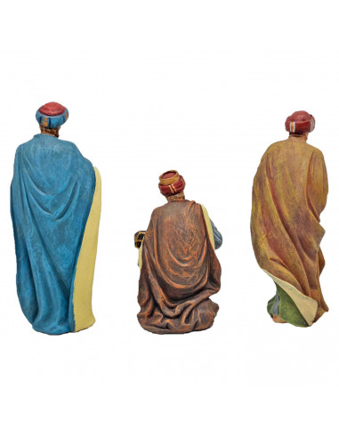 Tradineur - Reyes magos de marmolina para belén navideño, figuras decorativas nacimiento, pesebre, navidad, decoración tradicion