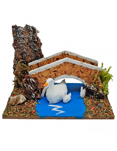 Tradineur - Corral de animales para belén navideño, resina y corcho, granja para nacimiento, figura decorativa pesebre, navidad,