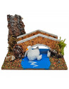 Tradineur - Corral de animales para belén navideño, resina y corcho, granja para nacimiento, figura decorativa pesebre, navidad,