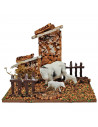 Tradineur - Corral de animales para belén navideño, resina y corcho, granja para nacimiento, figura decorativa pesebre, navidad,