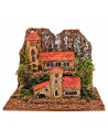 Tradineur - Pueblo de montaña para belén navideño, resina y corcho, monasterios, edificios decorativos nacimiento, pesebre, navi