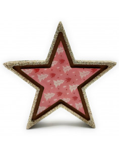 Tradineur - Figura decorativa sobremesa navideña, estrella/abeto de madera, repisa, chimenea, decoración navidad, hogar, 12/11 c