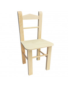 Tradineur - Silla infantil de madera natural, respaldo de pico, altura del asiento 29 cm, silla para niños sin tratar con reposa