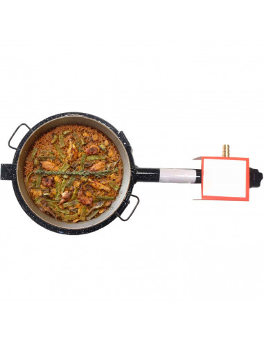Tradineur - Aro paellero esmaltado gas butano negro 20 cm. Quemador de gas para paellas, hornillo paellero plano