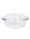 Cacerola de vidrio borosilicato con tapa 1.1 L + 0,3 L. Cazuela, fuente, molde redondo para horno con asas 21 x 18 x 8 cm