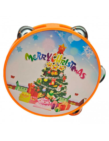 Pandereta de navidad de juguete para niños, plástico, música popular, juegos infantiles, papá noel, santa claus, 14 cm, color/mo