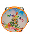 Pandereta de navidad de juguete para niños, plástico, música popular, juegos infantiles, papá noel, santa claus, 14 cm, color/mo