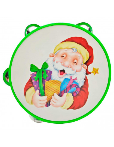 Pandereta de navidad de juguete para niños, plástico, música popular, juegos infantiles, papá noel, santa claus, 14 cm, color/mo