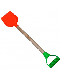 Tradineur - Pala/rastrillo de playa con mango de madera, juguete infantil plástico, niños, jugar en la arena, 56/59 cm, 1 ud, mo