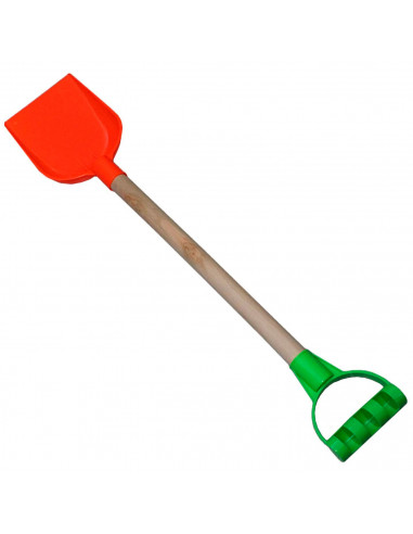 Tradineur - Pala/rastrillo de playa con mango de madera, juguete infantil plástico, niños, jugar en la arena, 56/59 cm, 1 ud, mo