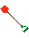 Tradineur - Pala/rastrillo de playa con mango de madera, juguete infantil plástico, niños, jugar en la arena, 56/59 cm, 1 ud, mo