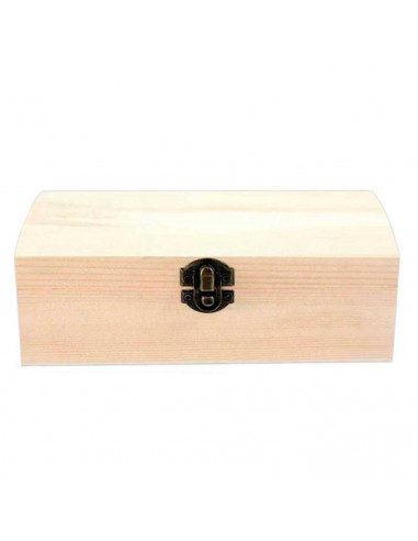 Caja de madera con tapa en forma de baúl 19,5 x 8 x 7 cm. Ideal para guardar objetos pequeños, joyas o llaves