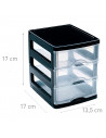 Plastic Forte - Cajonera de plástico Turia, 3 cajones transparentes, torre almacenaje, sobremesa, escritorio, baño, oficina (Neg