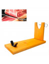 Tradineur - Jamonero de madera, modelo Luna, soporte para pata y paleta de jamón serrano e ibérico con agarres metálicos, fácil
