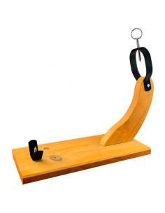 Jamonero de madera, modelo Venecia, soporte para pata y paleta de jamón serrano e ibérico con agarres metálicos, fácil montaje,