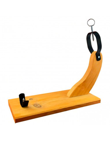 Jamonero de madera, modelo Venecia, soporte para pata y paleta de jamón serrano e ibérico con agarres metálicos, fácil montaje,