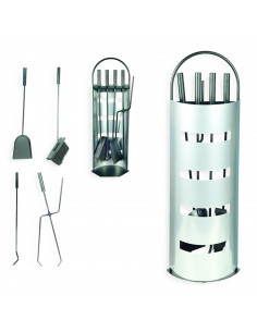 Set de 4 utensilios para chimenea con soporte, herramientas, accesorios para chimenea de leña de interior, hoguera, barbacoa, 67
