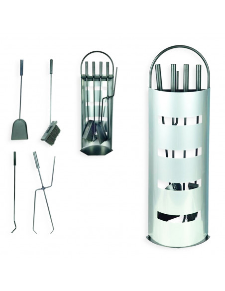 Set de 4 utensilios para chimenea con soporte, herramientas, accesorios para chimenea de leña de interior, hoguera, barbacoa, 67