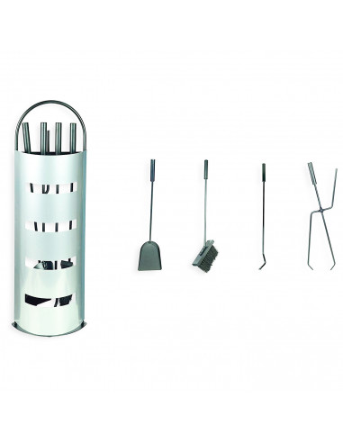 Set de 4 utensilios para chimenea con soporte, herramientas, accesorios para chimenea de leña de interior, hoguera, barbacoa, 67