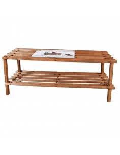 Zapatero de madera 2 niveles. Estantería de madera 2 alturas multiusos, soporte para zapatos - 74 x 26 x 29,5 cm - Color Cerezo