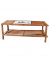 Zapatero de madera 2 niveles. Estantería de madera 2 alturas multiusos, soporte para zapatos - 74 x 26 x 29,5 cm - Color Cerezo