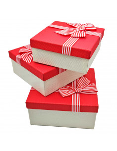 Set de 3 cajas de regalo cuadradas con lazo, 3 tamaños distintos, cajas decorativas con tapa, presentación para navidad, cumplea