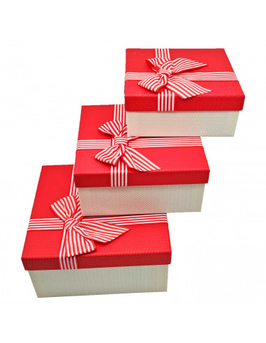 Set de 3 cajas de regalo cuadradas con lazo, 3 tamaños distintos, cajas decorativas con tapa, presentación para navidad, cumplea