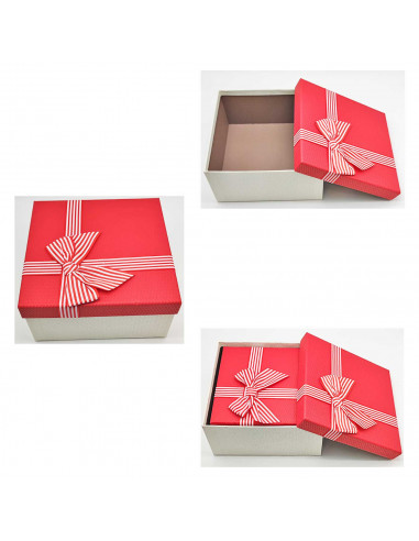 Set de 3 cajas de regalo cuadradas con lazo, 3 tamaños distintos, cajas decorativas con tapa, presentación para navidad, cumplea