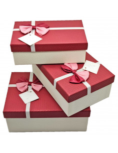 Set de 3 cajas de regalo rectangulares con lazo, 3 tamaños distintos, cajas decorativas con tapa, presentación para navidad, cum
