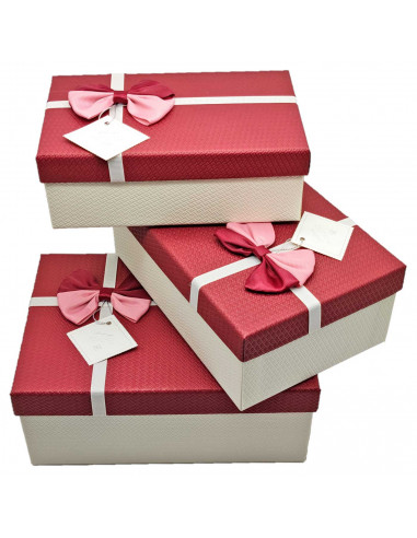 Set de 3 cajas de regalo rectangulares con lazo, 3 tamaños distintos, cajas decorativas con tapa, presentación para navidad, cum