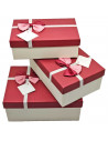 Set de 3 cajas de regalo rectangulares con lazo, 3 tamaños distintos, cajas decorativas con tapa, presentación para navidad, cum